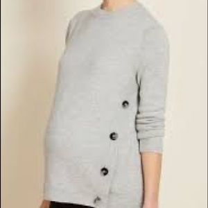 ISABELLA OLIVER Bryony Maternity Button Knit - Light Grey Marl Sweater XS